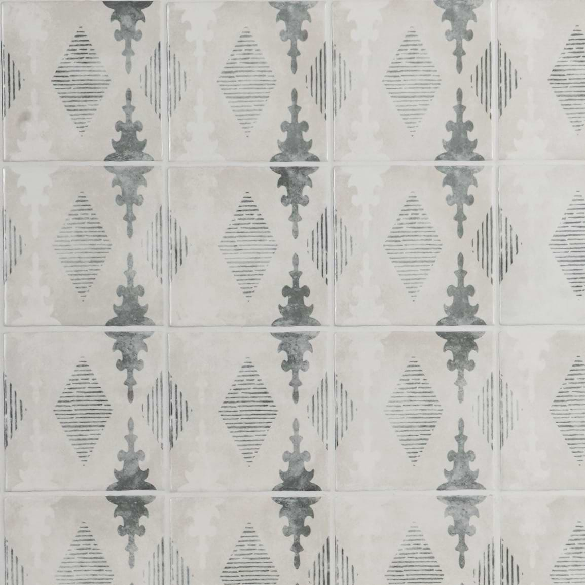 Paula Purroy Talia Aztec Blue Gray 5x5 Matte Ceramic Tile