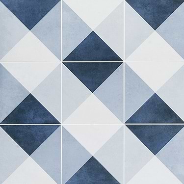 Art Geo Deco Navy Blue 8x8 Cement Look Matte Porcelain Tile by Elizabeth Sutton