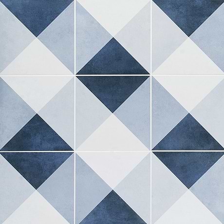 Art Geo Deco Navy Blue 8x8 Cement Look Matte Porcelain Tile by Elizabeth Sutton