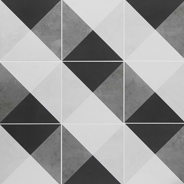 Art Geo by Elizabeth Sutton Cement Deco Charcoal Gray 8x8 Matte Porcelain Tile: Pattern 2