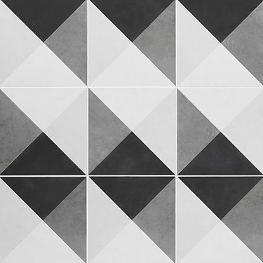 Art Geo Deco Charcoal Gray 8x8 Cement Look Matte Porcelain Tile by Elizabeth Sutton