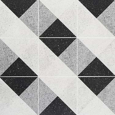Art Geo Deco Charcoal Gray 8x8 Terrazzo Matte Porcelain Tile by Elizabeth Sutton