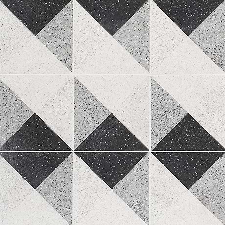Art Geo Deco Charcoal Gray Terrazzo Look Matte Porcelain Tile by Elizabeth Sutton