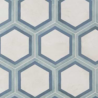 Ava Deco Ocean Cielo Blue 8" Hexagon Matte Porcelain Tile