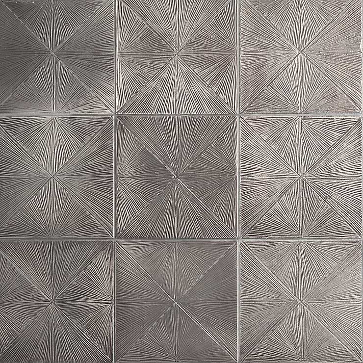 Hammered Metal Supernova Silver 6x6 Antiqued Handmade Tile