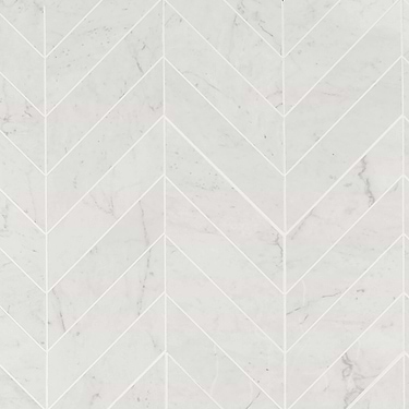 dreamstone Carrara Giola White 2x8 Chevron Polished Porcelain Mosaic