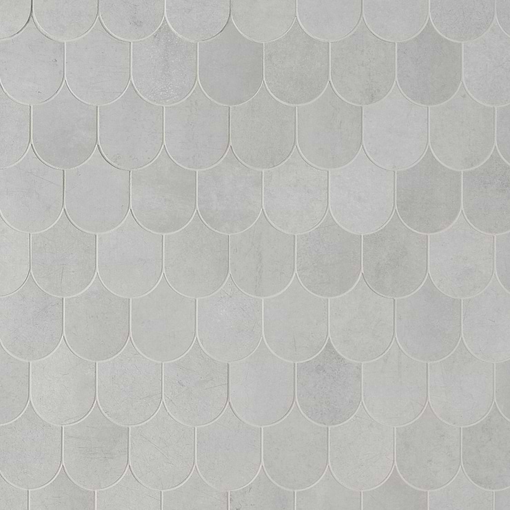 Bond Nimbus Silver Fishscale Plume Matte Porcelain Mosaic Tile