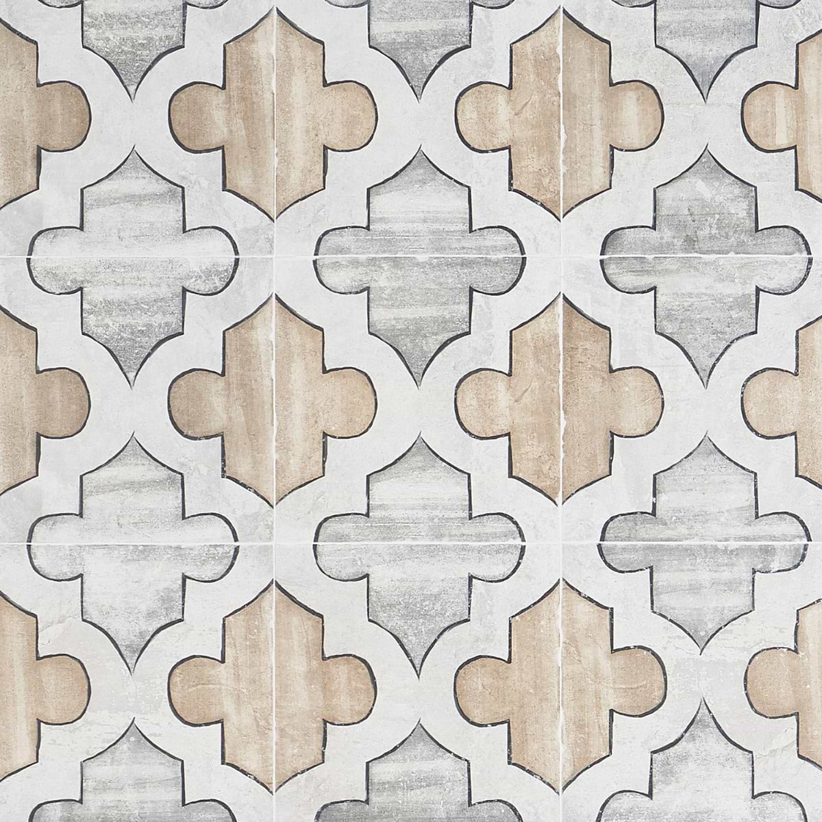 Alesso Deco Picos Beige 8x8 Matte Porcelain Tile