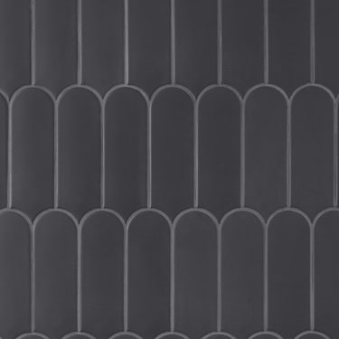 Parry Charcoal Black 3x8 Matte Fishscale Ceramic Tile - Sample