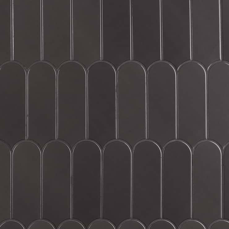 Parry Charcoal 3x8 Fishscale Glossy Ceramic Wall Tile