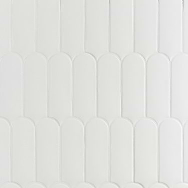Parry White 3x8 Fishscale Glossy Ceramic Tile - Sample