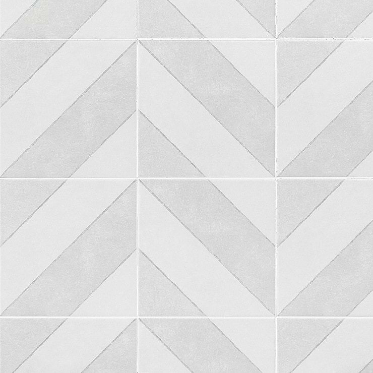 Auteur Diagonals Chevron-Offset Ash Gray 9x9  Matte Porcelain Tile