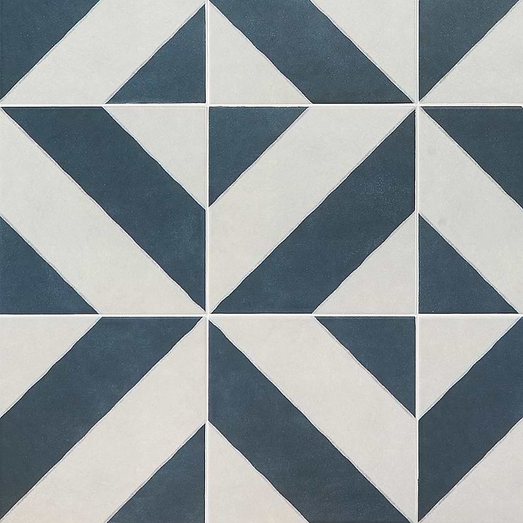 Auteur Diagonals Kaleidoscope Navy Blue 9x9 Matte Porcelain Tile