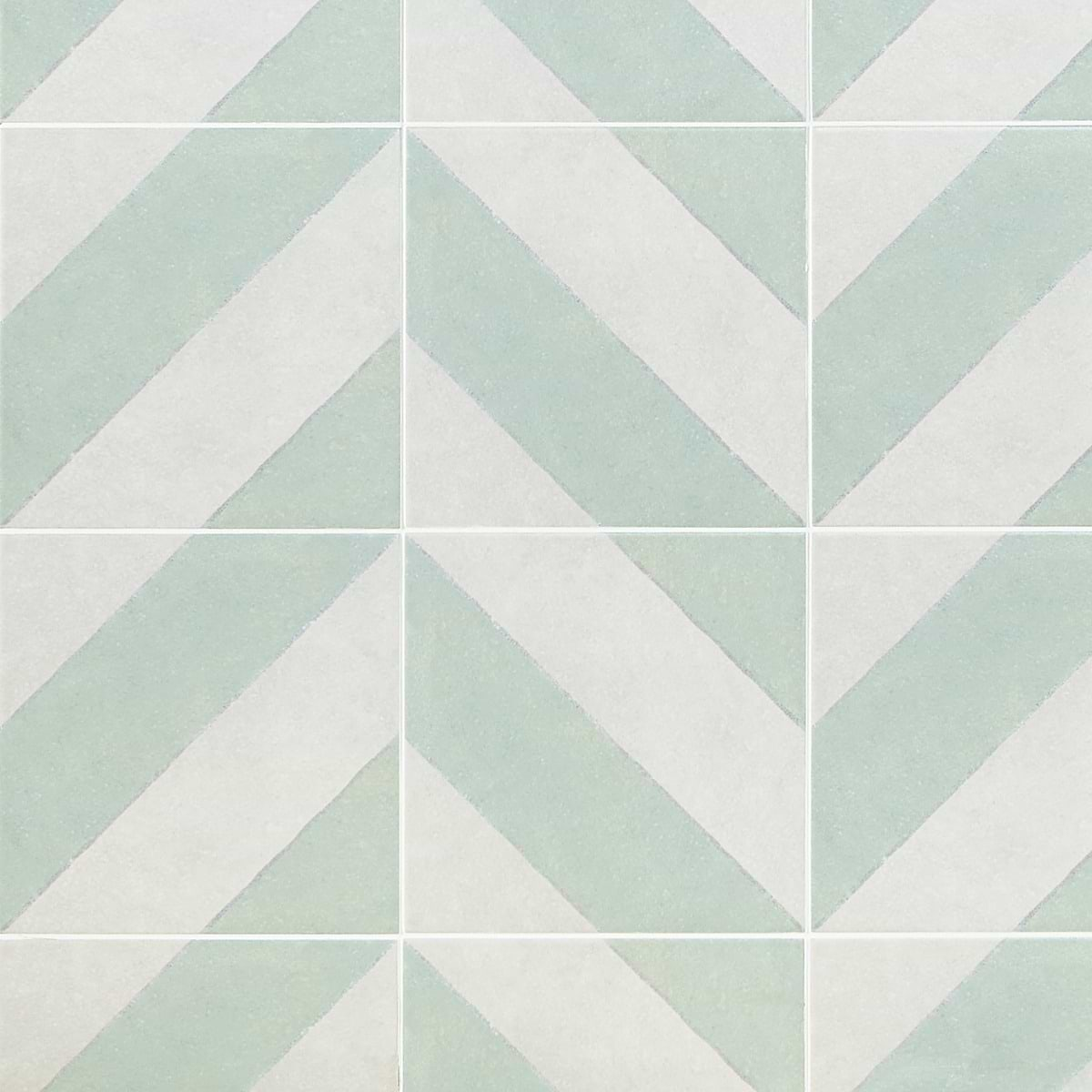 Auteur Chevron-Offset Sage Green 9x9 Matte Porcelain Tile