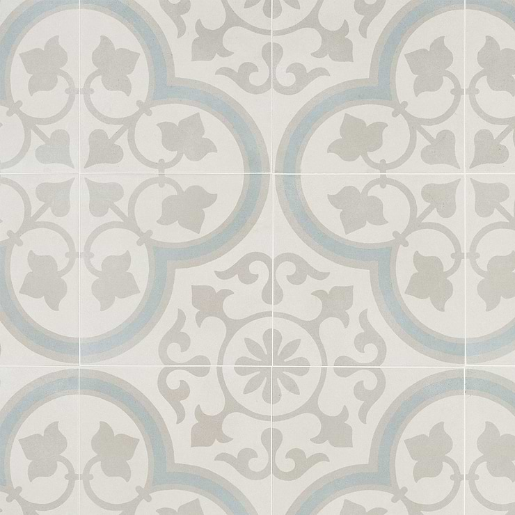 Lapaz Silver Ornate 9x9 Matte Porcelain Tile