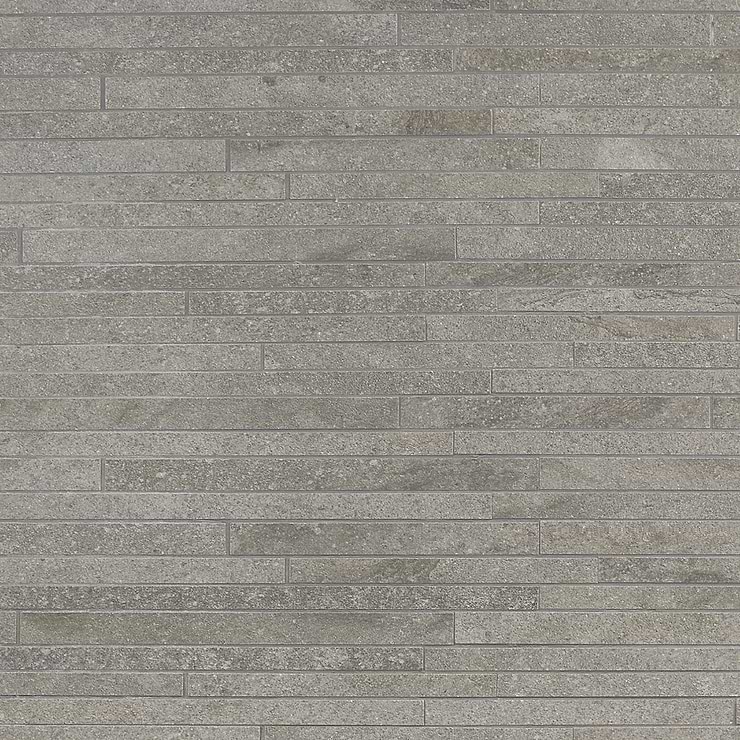 Acadia Thin Strip Slate Gray Quartz Look Matte Porcelain Mosaic Tile
