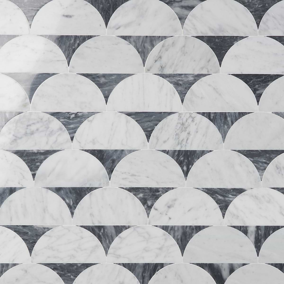 Moonrise Bardiglio Gray Polished Marble Waterjet Mosaic Tile