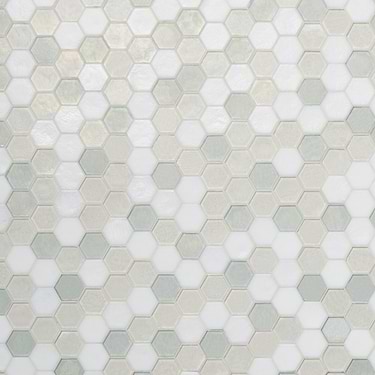 Ohana Atmosphere White 2'' Hexagon Polished Glass Mosaic
