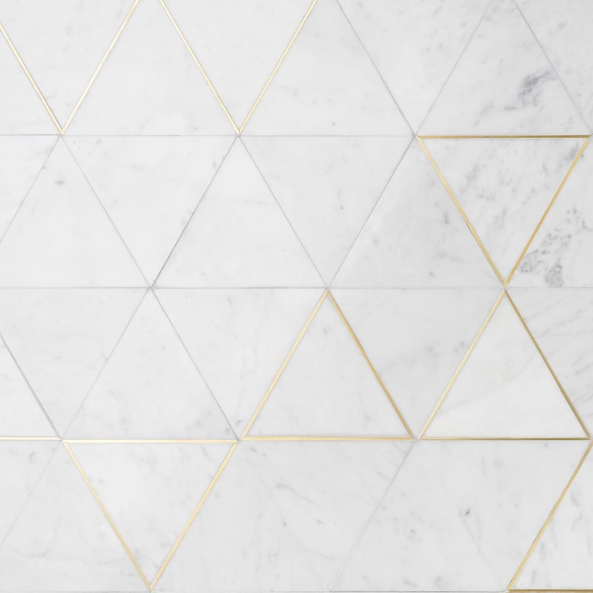 Verin Carrara Polished Marble and Brass 6x6 Mosaic Tile