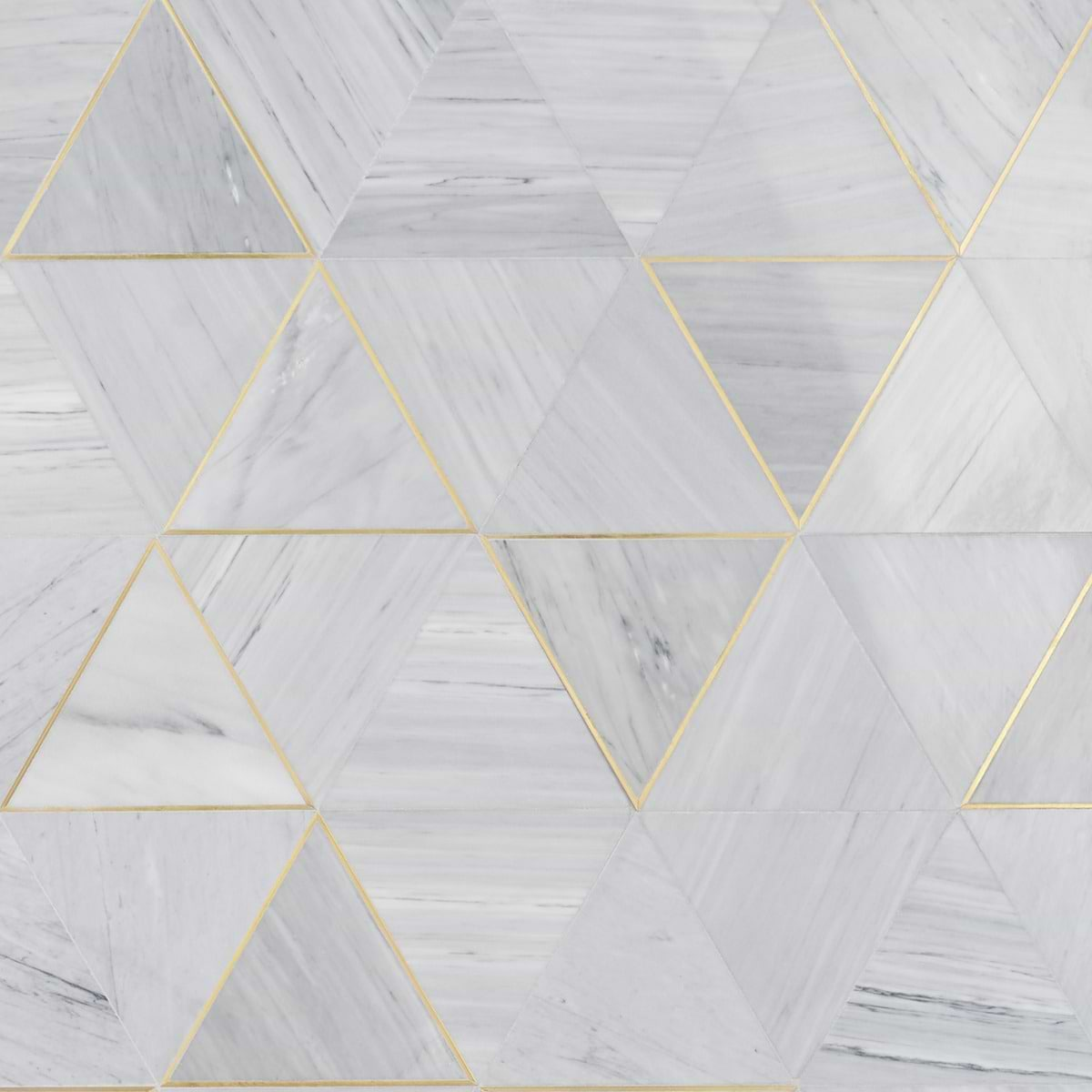 Verin Gray Polished Marble and Brass 6x6 Mosaic Tile