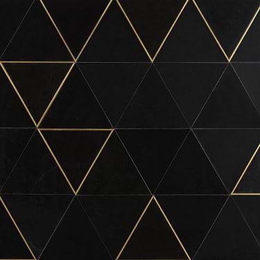 Verin Nero Black 6x6 Polished Marble & Brass Mosaic