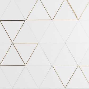 Sample-Verin Thassos Polished Marble and Brass Mosaic Tile