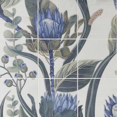 Wilder Protea Mural Multicolor 8x8 Matte Porcelain Tile by Angela Harris