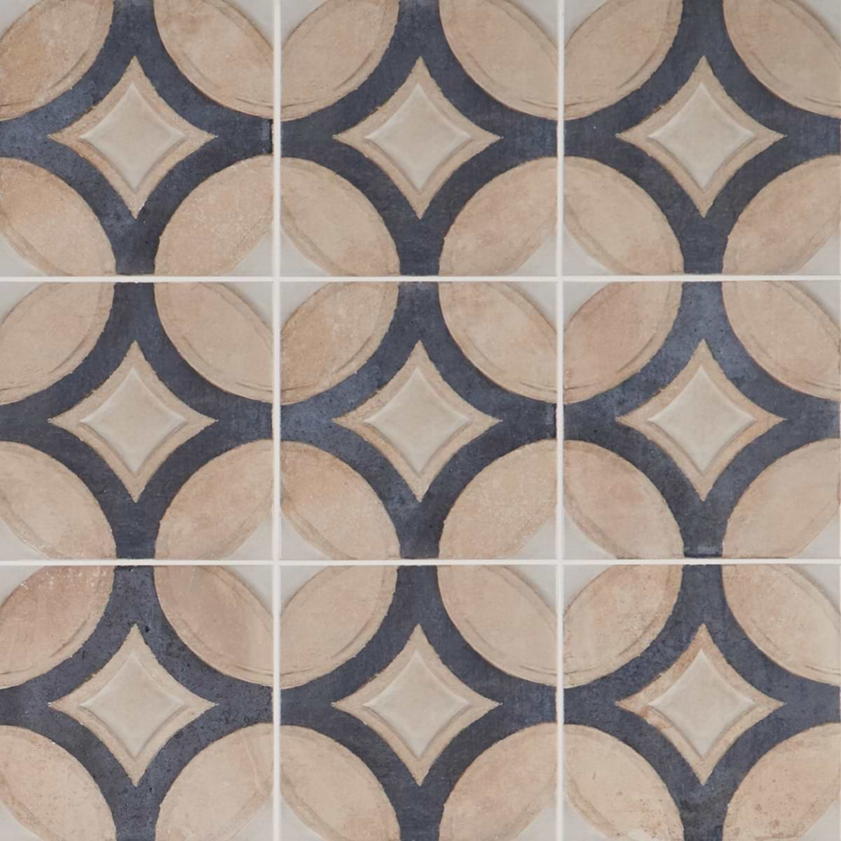 Angela Harris Mediterra Circles Terra Cream 8x8 Matte Porcelain Tile