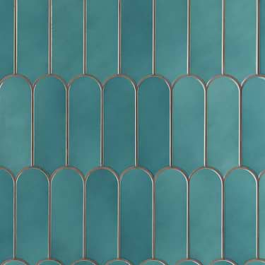Parry Teal Blue 3x8 Fishscale Glossy Ceramic Tile - Sample