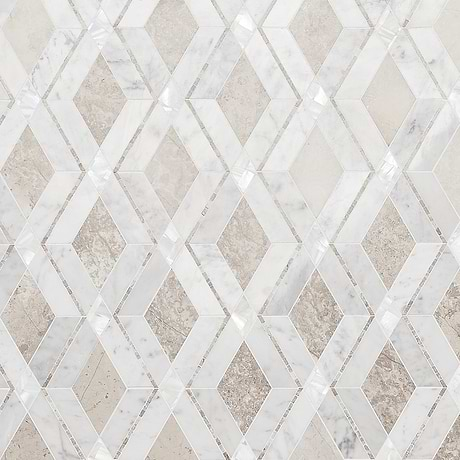 Sample-Diana Champagne Beige Polished Marble and Pearl Mosaic Tile