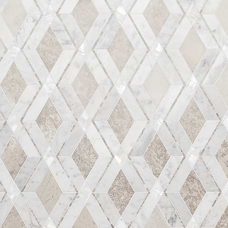 Diana Champagne Beige Polished Marble and Pearl Mosaic Tile
