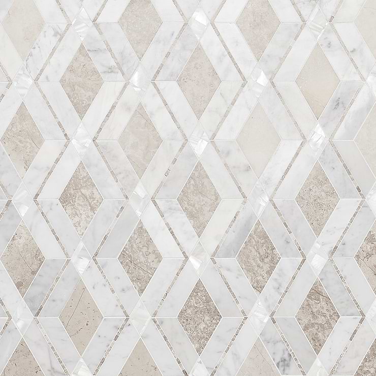 Diana Champagne Beige Polished Marble and Pearl Mosaic Tile
