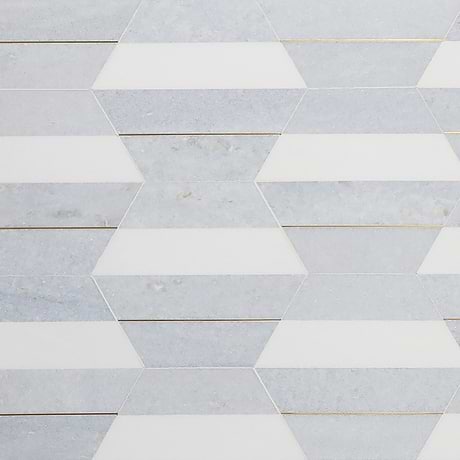 Margo Blue Gold 9"  Hexagon Marble and Brass Mosaic Tile