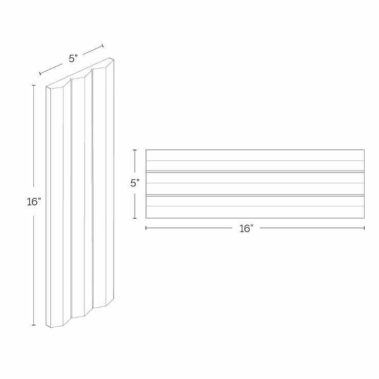 Ponto Bianco White Fluted 5x16 3D Polished Porcelain Tile
