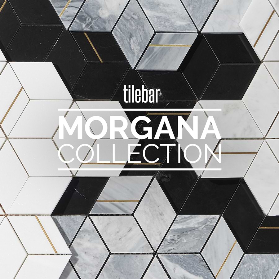 Morgana Carrara Polished Marble and Brass Mosaic Tile