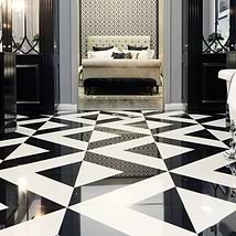 Parapet Black and White 24x24 Polished Marble Tile