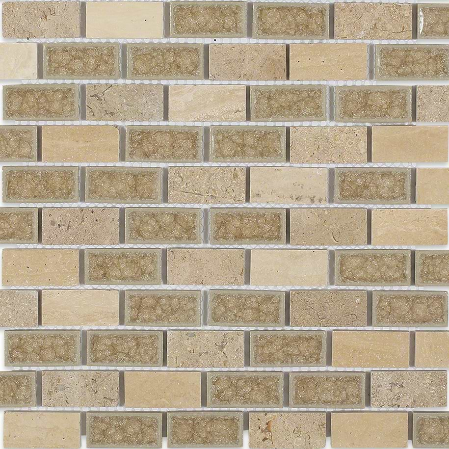 Emperial Roman Desert Tan 1x2 Brick Glass Tile