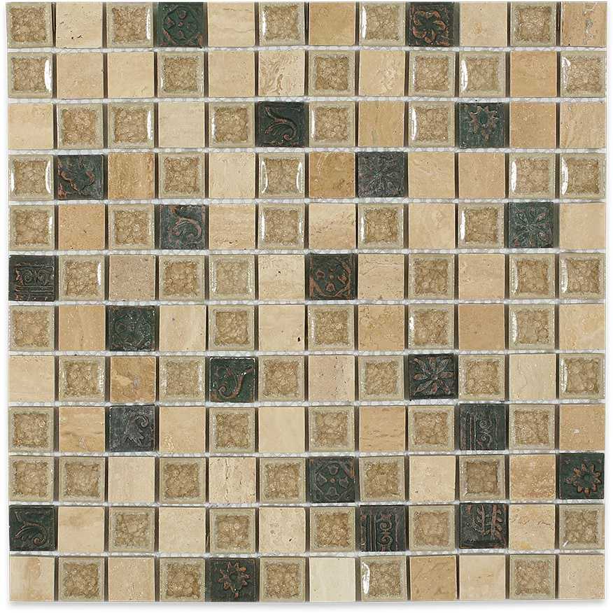 Emperial Roman Desert Tan Deco 1x1 Glass Tile