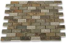 Emperial Roman Slate Brown 1x2 Brick Marble & Glass Polished Mosaic Tile