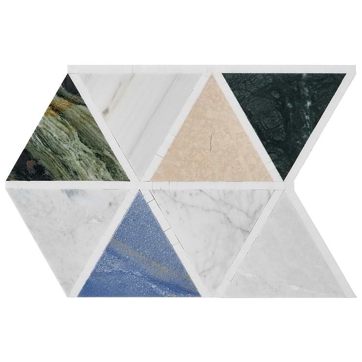 Valerie Multicolor 6" Triangle Polished Marble Mosaic Tile