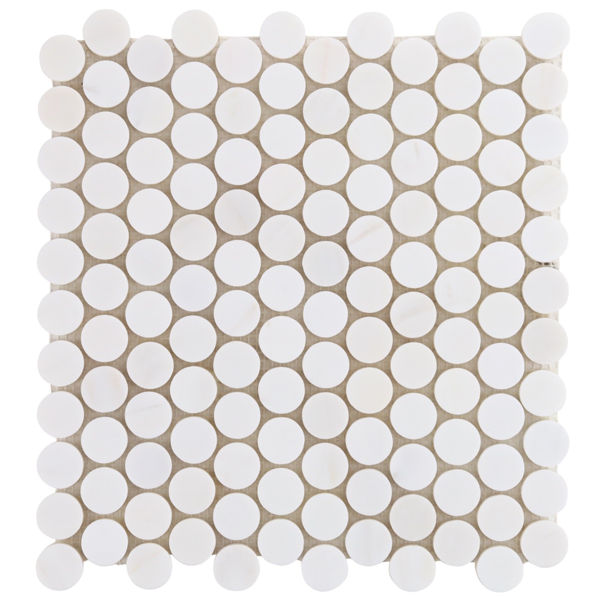 Bianco Dolomite White 1 Penny Round Premium Polished Marble Mosaic Tile ...