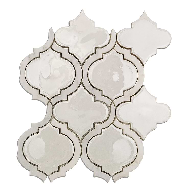 Nabi Arabesque Glacier White Marble And Ceramic Tile