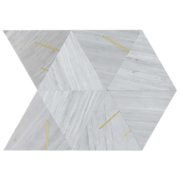 Ravi Gray Polished Marble and Brass Mosaic Tile