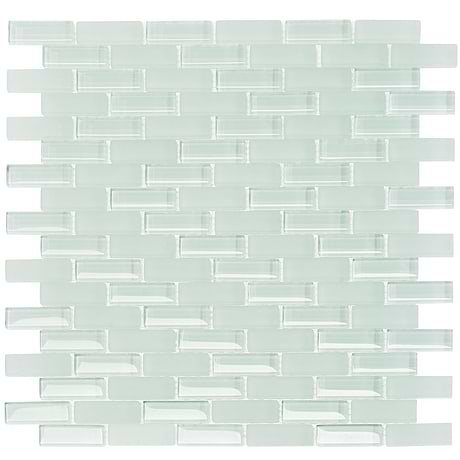 Loft Seafoam Green 1/2x2 Frosted Glass Brick Mosaic Tile