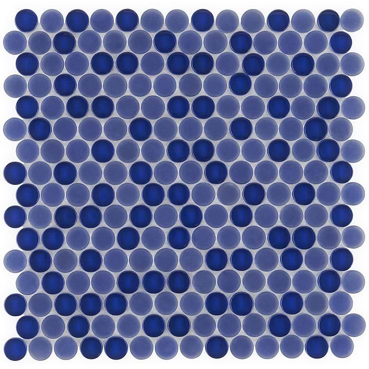 Loft Royal Blue Penny Round Glass Tile