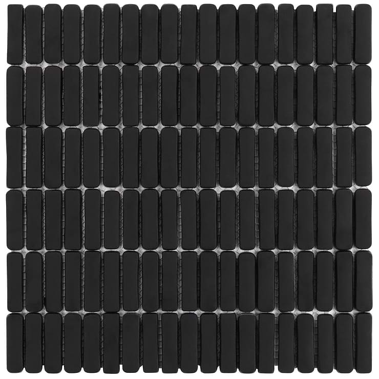 Venini Black 1/2" x 2" Mini Brick Frosted Glass Mosaic Tile