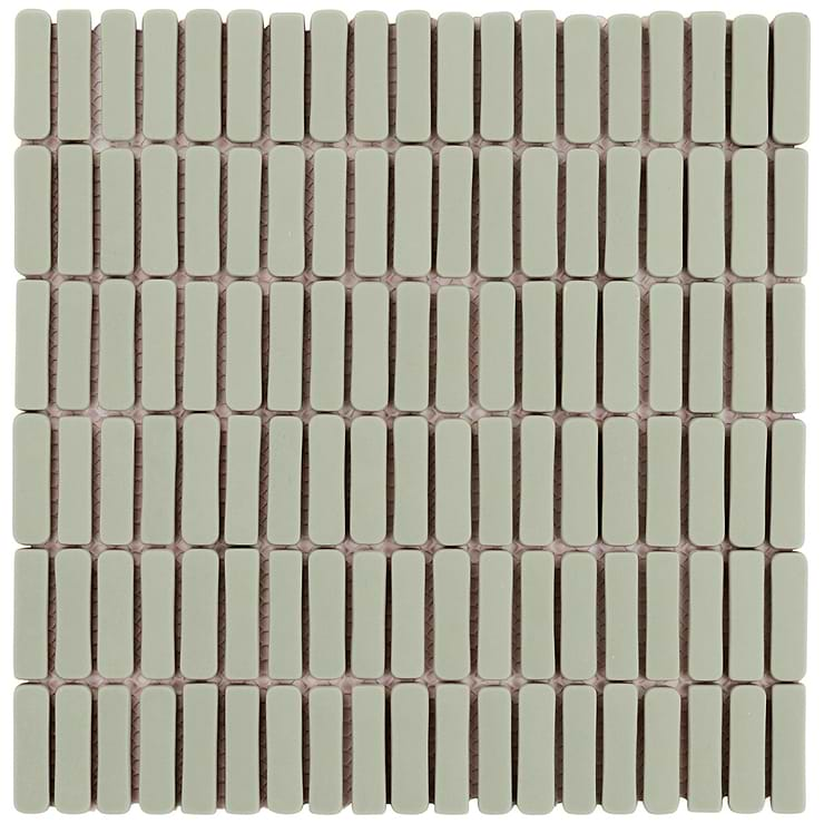 Venini Sage Green 1/2" x 2" Mini Brick Frosted Glass Mosaic Tile