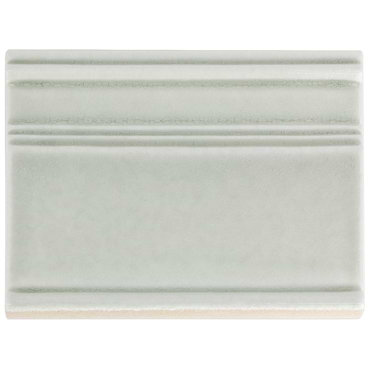 Nabi Trim Tundra Gray 6x8 Glossy Crackled Glass Base Molding Liner; in Gray Crackled Glass; for Backsplash, Bathroom Wall, Kitchen Wall, Wall Tile
