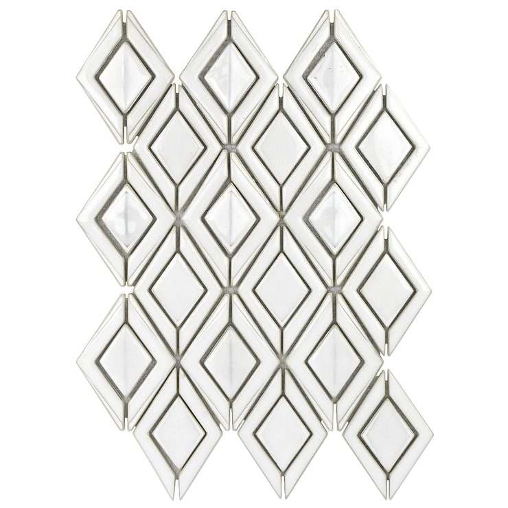 Nabi Jewel Natural White 3D Glossy Glass Mosaic Tile