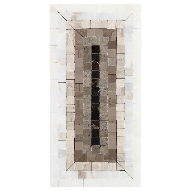 Ako Saint Laurent Brown 4x9 Rectangle Marble Micro Mosaic Tile